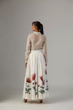 IVORY DUPION SILK SKIRT WITH SATIN SHIRT & FALSA JACKET ( 3 PCS)
