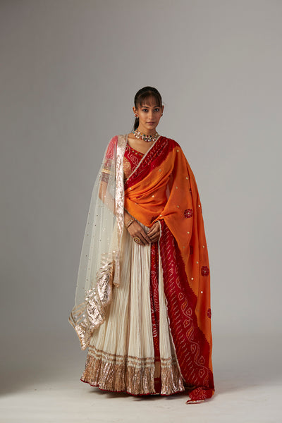 FLAME EMBROIDERED BANDHANI DUPATTA (1 PC)