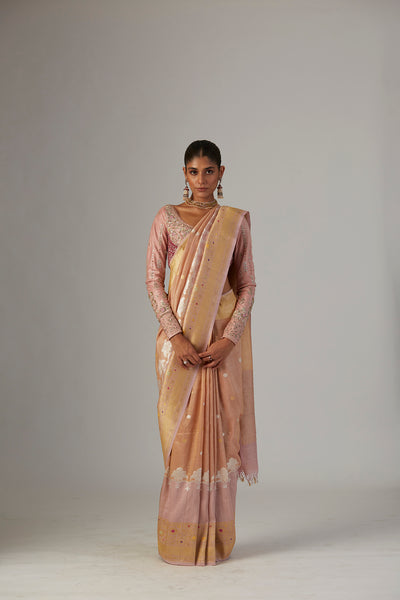 OLD ROSE BROCADE SAREE (2 PCS)