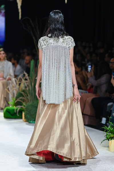 IVORY DUPION EMBROIDERED TOP WITH COPPER ANTIQUE SKIRT (TL-135/SKT, SK-30/TOP)