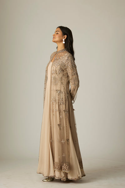 TOOSH CHIFFON & TULLE EMBROIDERED ANARKALI SET (2 PCS)