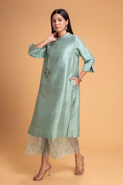AQUA DUPION EMB. KURTA SET (2 PCS)