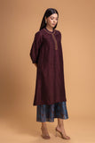 BROWN DUPION EMB. KURTA SET (2 PCS)