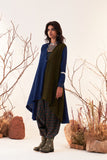 Blue & Mehendi Woolen High Low Wrap Jacket (WLN-04A/JKT)