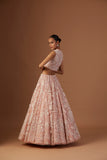 BLUSH TULLE NET 3D EMBROIDERY LEHENGA SET(4 PCS)