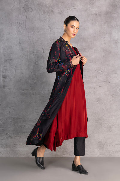 BLACK & MAROON DUPION JACKET (1 PC)