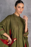 LEAF GREEN DUPION KAFTAAN (1 PC)
