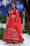 Red Mushroo & Dupion Embroidered Lehenga Set (Tl-07/bls, Sl-03, Sl-03/dup)