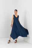 BLUE MELANGE HANDKERCHIEF SLEEVELESS TUNIC (1 PC)