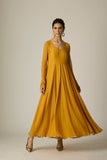 MUSTARD CHIFFON & TULLE EMBROIDERED JACKET SET (2 PCS)