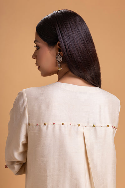 IVORY DUPION EMB. KURTA SET (2 PCS)