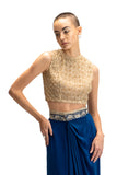 GOLD NET EMBROIDERED CROP TOP (TL-124B/TOP)