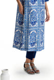 IVORY & BLUE ORNATE ORCHIDS PRINTED TUNIC (BP-05)