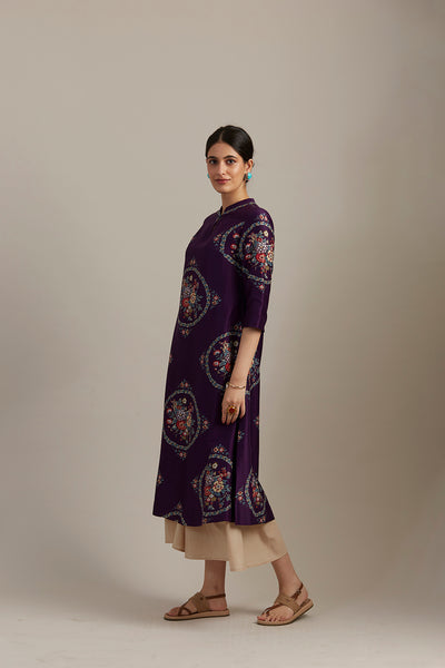 EGGPLANT SILK CHANDERI TUNIC (1 PC)