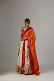 IVORY GAUZE CRINKLED LEHENGA SET WITH CHANDERI UNSTITCHED BLOUSE (BRM-25A))