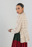 ECRU TEXTURED WOOLEN SHORT PEPLUM JACKET (1 PC)