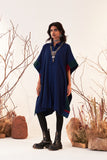 Blue Woolen Kaftan With Multicoloured Border (Wln-05/kaf)