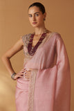 OLD ROSE ORGANZA HAND ENBROIDERED SCALLOP SAREE SET (2 PCS)