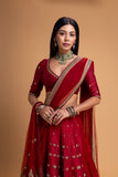RED MUSHROO EMB LEHENGA SET (3 PCS)