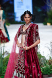 Ruby velvet emb. Blouse with phalsa dupion emb. Lehenga & falsa net dupatta  e-29/tl-122a/bls, tl-122b/dup, e-29/tl-122/leh)