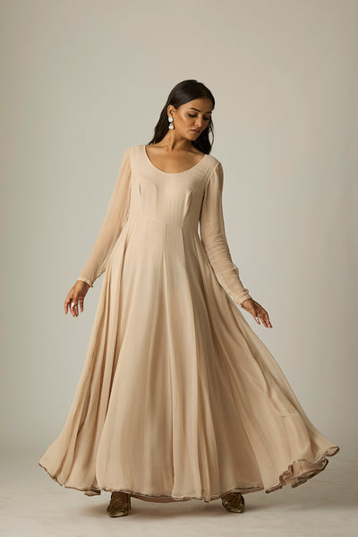 TOOSH CHIFFON & TULLE EMBROIDERED ANARKALI SET (2 PCS)