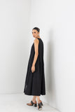 BLACK MELANGE LONG SLEEVELESS DRESS (1 PC)