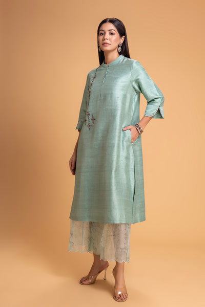 AQUA DUPION EMB. KURTA SET (2 PCS)
