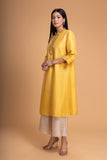 YELLOW DUPION EMB. KURTA SET (2 PCS)