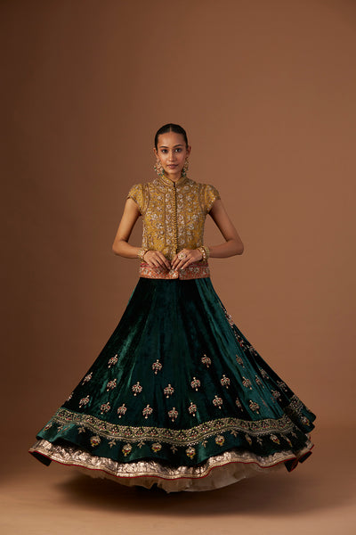 EMERALD GREEN EMBROIDERED LEHENGA (1 PC)