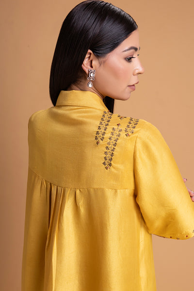 YELLOW DUPION EMB. KURTA SET (2 PCS)