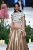 IVORY DUPION EMBROIDERED TOP WITH COPPER ANTIQUE SKIRT (TL-135/SKT, SK-30/TOP)