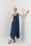BLUE MELANGE HANDKERCHIEF SLEEVELESS TUNIC (1 PC)