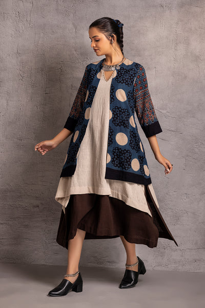 BLACK & BLUE AJRAKH PRINTED COTTON JACKET (PR-21/JKT)