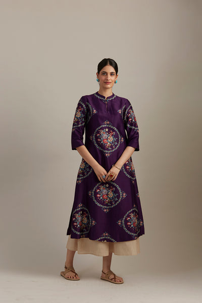 EGGPLANT SILK CHANDERI TUNIC (1 PC)