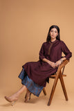 BROWN DUPION EMB. KURTA SET (2 PCS)