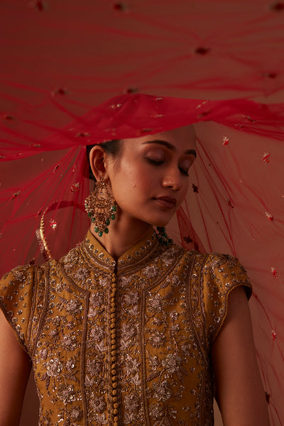 CRIMSON TULLE EMBROIDERED DUPATTA (1 PC)