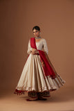 TOOSH SILK CHANDERI ANARKALI WITH TOOSH EMB PANTS AND GEO TUSSAR DUP ( BRM-14B)