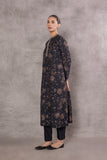 BLACK VISCOSE DUPION  PRINTED EMBROIDERED TAGAAI KURTA (DC-02/KUR)