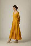 MUSTARD CHIFFON & TULLE EMBROIDERED JACKET SET (2 PCS)