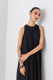 BLACK MELANGE LONG SLEEVELESS DRESS (1 PC)