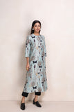 AQUA SILK CHANDERI PRINTED TUNIC (1 PC)