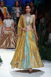Yellow Viscose Dupion Scalloped Emb. Lehenga & Yellow Organza Emb. Dupatta (Sk-34b/dup Fa-56a/bls, Fa-56/leh)