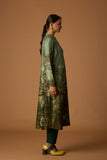 FOREST GREEN VISC. DUPION PRINTED TUNIC (BC-05)