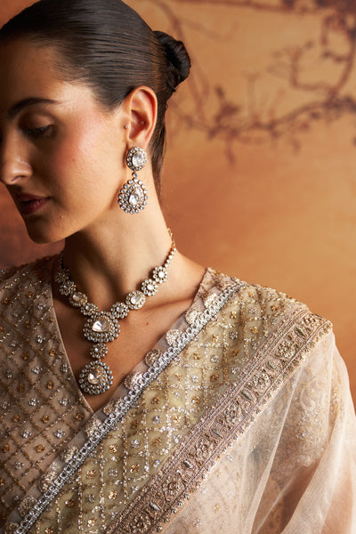 ROSE GOLD TISSUE EMBROIDERED SAREE (1 PC)