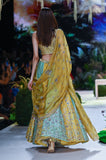 Yellow Viscose Dupion Scalloped Emb. Lehenga & Yellow Organza Emb. Dupatta (Sk-34b/dup Fa-56a/bls, Fa-56/leh)