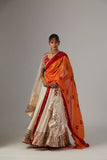 IVORY GAUZE CRINKLED LEHENGA SET WITH CHANDERI UNSTITCHED BLOUSE (BRM-25A))