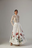 IVORY DUPION SILK SKIRT WITH SATIN SHIRT & FALSA JACKET ( 3 PCS)