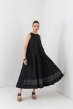BLACK MELANGE LONG SLEEVELESS DRESS (1 PC)