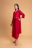 RED DUPION EMB. KURTA SET (2 PCS)
