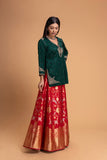 RED BROCADE LEHENGA SET (2 PCS)